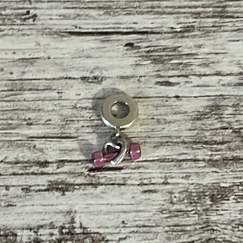 Pandora Dumbbell & Heart Dangle Charm
